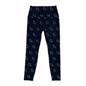 Beyond Yoga Leggings Women's Size‎ Small Black Rose Gold Lemon Print Crop Capri